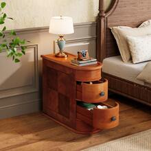 Tribesigns End Table With 2 Drawers, Narrow Side Table With Closed Back, No Assembly Accent Table For Sofa Or Bedside, Vintage Wood Nightstand For Living Room Bedroom, Brown - màu nâu - Xem 3
