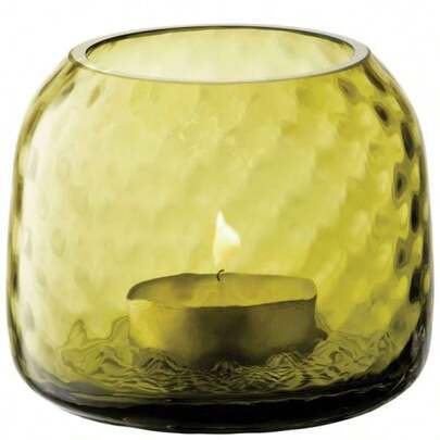 LSA Dapple Tealight Holder Vase 7cm Woodland Green