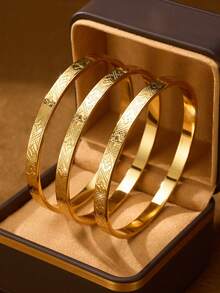 1/3/6 件装手工四角星手链，24K 镀金，直径可选 60mm/65mm/70mm，适合女士日常佩戴，无包装 - 金色 - 查看 11