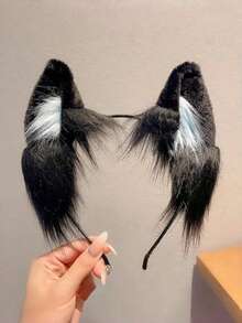 1个猫耳发箍，可爱毛绒发箍，节日动物耳朵头饰，发饰 - 彩色 - 查看 14