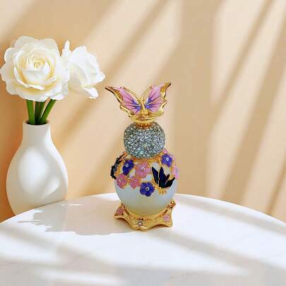 15ml Rhinestone Decorated High-End Glass Perfume Bottle, Luxury Glass Essential Oil Bottle