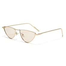 2025 New Fashion Triangle Metal Frame Small Cat Eye  Personality  Street Photography Women's Internet Celebrity   Anti-UV - Rượu sâm banh - Xem 2