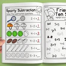 32 Pages 0-10 Addition And Subtraction Math Practice, Pre-School Education, 1st Grade Elementary Students, Kindergarten Workbook Mental Arithmetic Exercise Book With Illustrated Problems And Calculations - Multicolor - View 10