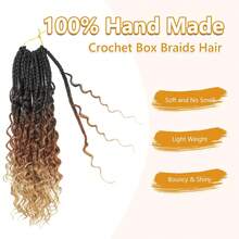 Belle Show 3Packs Goddess Box Braids Crochet Hair 14Inch Boho Box Braid Crochet Hair With Curly Ends Synthetic Braiding Hair Extensions For Women - Multicolor - View 11