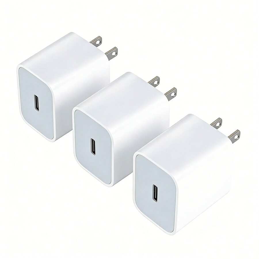 1-3个装 20W USB-C PD 快充墙充适配器，适用于家庭、办公室和旅行使用，兼容 17 Pro Max/17 Pro/Air/17、16 Pro Max/16 Pro/16 Plus/16、15 Pro Max/15 Pro/15 Plus/15/14 Pro Max/14 Pro/14/13 Pro Max/13 Pro/13/12/11/Xs/X/Xs Max/iPad 及其他设备 - 白色 - 查看 1