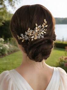 1pc Women's Luxury Style Faux Pearls , Crystals & Rhinestone Decor Hair Comb, Perfect For Bridal Updo Royal Boho Tiaras, Head Accessories, Party, Hair Accessories For Women, Headpiece, Side Comb, Wedding, Bridesmaid, Mother's Day - Nhiều màu - Xem 2