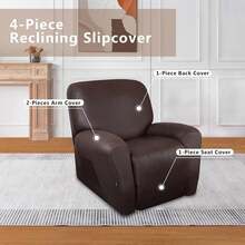 Trugenix-Recliner Sofa Covers - Leather Like Recliner Sofa Covers 3 Seater Recliner Couch Covers For 3 Cushion Couch 8 Pieces Washable Stretch Reclining Sofa Slipcovers (Brown)-GP - 01-巧克力 - 查看 10