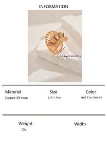 1 pieza Anillo ajustable asimétrico tallado hueco y único de estilo vintage, adecuado para fiestas de noche de mujeres, regalo de Ramadán - Multicolor - Ver 10