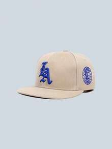 1顶男女通用“LA”字母刺绣可调节棒球帽，适合户外运动、徒步旅行、休闲穿着、街头服饰，多种颜色可选。 - LA地球平沿 - 查看 3