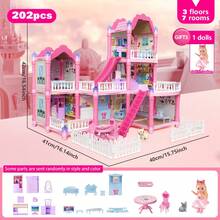 Pink Princess Villa Toy Set, DIY Assembly Castle Model, Girls Role Play Dollhouse Scenario. Set Includes Dollhouse Rooms, Balcony, LED Light Decor. Multi-Layer Design Combines Various Styles, Freely Combine Furniture Accessories. Suitable For Girls 3+ Years Old, Birthday & Holiday Gift - Multicolor - View 13