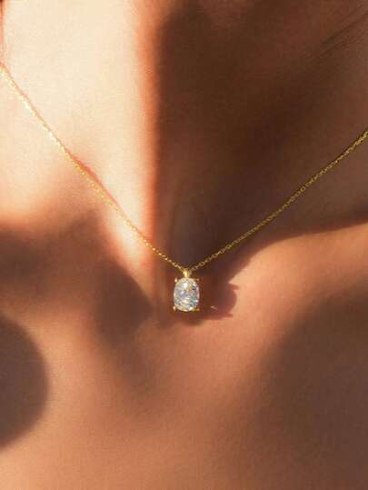 שרשרת אובלית מינימליסטית אחת, כסף סטרלינג 925, קלאסית אלגנטית, שרשרת לנשים, תכשיטי נשים מעודן, מתאים ללבוש יומיומי, דייטים, מתנות לשנה החדשה, מתנות ליום האהבה