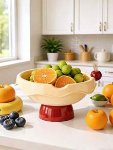 高脚水果碗，适用于家庭和餐厅，外观奢华，风格极简，多功能水果篮，带沥水槽，适合客厅摆放，可盛放糖果、零食和坚果。