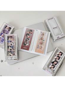 1pc Korean Style Hollow Life 4-Slot Card Album, Cute Animal Long Strip Wide Photo Sticker Album, Memo Book, Student Idol PVC 4-Slot Photo Album - Multicolor - View 7