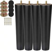 4pcs/Set Black Wooden Furniture Legs, Conical Replacement Coffee Table Legs, Furniture Feet, Sofa Legs, Chair Legs, Loveseat Legs, Footstool Legs, Vanity Legs, Side Table Legs - Black - View 7