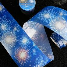 Conjunto Etori Life Night Island Starry Sky (1 unidade) - Fita adesiva para diário com estampa de céu estrelado, fogos de artifício e degradê em tons de azul e roxo, ideal para decorar cadernos, laptops, capas de celular, álbuns de fotos e projetos de scrapbooking. - Multicolorido - Ver 8