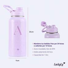 CYPNLuckyLy Termo de Acero Inoxidable con Iniciales 1 Litro Doble Aislamiento Térmico y Tapa Hermética Antigoteo Botella de Agua Motivacional ideal como Regalos para Mujer y Mamá Modelo Terry Letra RFashion - 223505116 - Ver 6