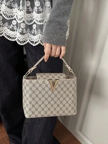 2026年春季新款百搭简约女士手提包 - 米色 - 查看 1