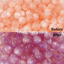 10pcs 10mm Resin Fne Flashing Color Round Beads,Straight Hole Mermaid Fine Glitter Beads ,- String Beads Suitable For Making, Phone Chains, Charms, Keychains - Creative Crafting For DIY Accessories