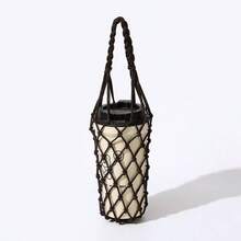 1pc Handmade Woven Net Bag, Reusable For Water Cup, Coffee, Portable Bottle Holder, Decoration, Storage, Suitable As Gift For Friends, Relatives, Classmates - Multicolor - View 6