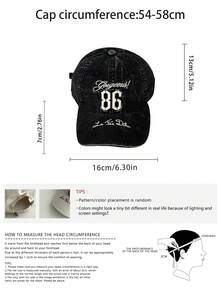 1顶复古美式字母刺绣软顶棒球帽，复古做旧可调节男女通用透气遮阳帽，适合春夏、海滩、度假 - 86字母做舊 - 查看 4