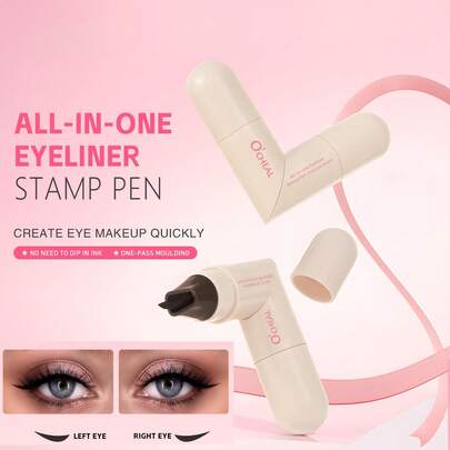 Sello de delineador de ojos plegable negro y marrón para alas perfectas, herramienta de delineadores de ojos resistente al agua y a las manchas, bolígrafo de delineadores de ojos a prueba de manchas para principiantes, puntas aladas duales para ojos izquierdo y derecho, Neto: 2g