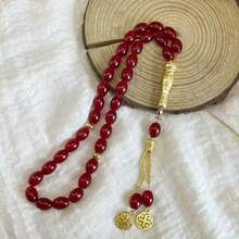 1pc 33pcs Oval Glass Bead Bracelet, Classic & Elegant, Suitable For Men's Daily Wear, TASBIH