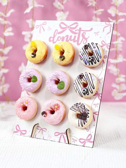 1set 26*35cm Pink Bow Baby Shower Party Wooden Donut Display Stand,Suitable For 9 Donuts, Pink Bow Birthday Party Decoration,Rack Household Donut Display Rack Party Food Placement Rack,Dessert Holder,Beautiful Pink Bow Pattern Gender Reveal Party Donut Cake Holder Board,Pink Party Decor,Bridal Shower Babe Shower Party Dining Room Table Decorations,Baby Shower Decor,Baby Shower Gift, Gender Reveal Decor
