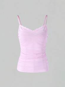 Áo camisole corset ren và lưới quyến rũ, gợi cảm, thích hợp cho hẹn hò, tiệc tùng, trang phục mùa hè nóng bỏng. - Hồng - Xem 5