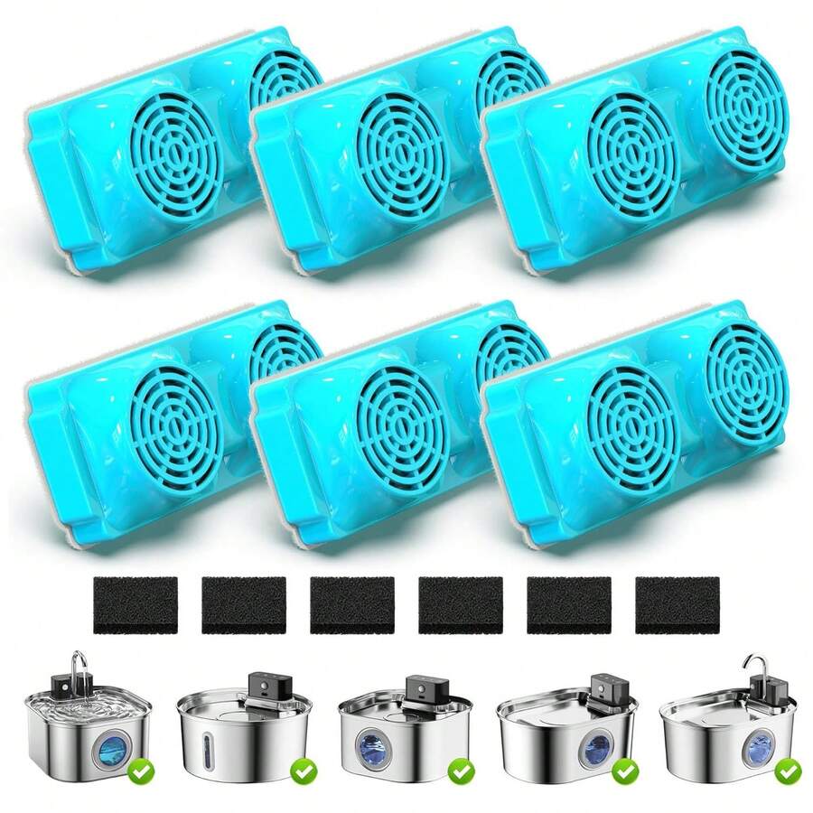 Stainless Steel Cat Water Fountain Replacement Filter Cartridges, Including Ion Exchange Resin, Activated Carbon And Foam Filters, Pet Water Dispenser Accessories - One Size - View 1