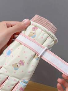 一双可爱粉色滑雪手套，女士款，防风保暖，触屏兼容，适合滑雪、单板滑雪、冬季户外运动，冬季手套，雪地手套，圣诞礼物 - 彩色 - 查看 7