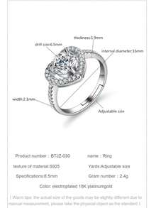 1 Carat Moissanite 925 Sterling Silver Jewelry Set - 1 Carat Moissanite Ring, 1 Carat Moissanite Pendant Necklace, 1 Carat Moissanite Earrings, 1 Carat Heart-Shaped Moissanite 3 PiecesJewelry Set, Valentine's Day Gift