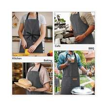 Chef Apron Bib Apron With 2 Large Pockets Adjustable Neck Strap Kitchen Apron CooFKing Apron Stripes BaFKing Apron - BlackPinstripes - View 8