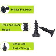 #6 X 5/8" Wood Screws 100pcs Black Flat  Screws Self Tapping Wood Screws Carbon Steel Assorted Drywall Screws For Wood Cabinet Furniture - 6 X 58 - 查看 4