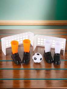 7件套手指足球游戏套装，含2个迷你球门，趣味家庭聚会手指足球玩具，减压桌面互动体育游戏，派对礼物，生日礼物 - 彩色 - 查看 4