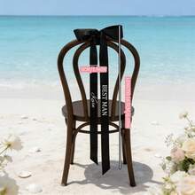 1pc 5cm Wide X 165cm Long Custom Wedding Chair Sash, High-Quality Custom Satin Chair Seat Card, Groomsman & Bridesmaid Reserved Seat Card, Wedding Chair Back Decor Nameplate, Custom Chair Sash - Multicolor - View 11