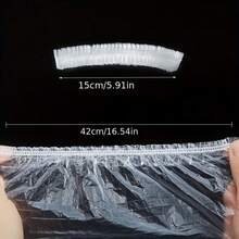 300个/200个/100个装 高品质一次性塑料浴帽 - 透明发网，适用于沐浴、旅行、美发沙龙和水疗中心，实用设计，佩戴稳固 - 無色 - 查看 4