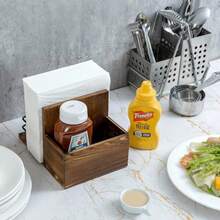 CYPNMyGift - Serviletero con 3 vidrio especieros incluye salero y pimentero incluye espacio para oros condimentos en madera maciza y tiene un diseño industrial con alambre en color negroFashion - 223616060 - Ver 5