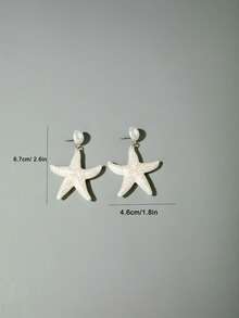 imoli 1 Pair Fashion Versatile Fresh Ocean Element Resin Scallop, Seashell, Starfish, Pearl Dangle Earrings, Suitable For Women Party Jewelry On Vacation - White - View 9