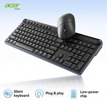 Acer 宏碁 OCC316 全新键盘鼠标套装，104 键，2.4G 连接，即插即用，低功耗，弧形键帽，多功能按键，智能省电，手感舒适，轻巧便携，笔记本电脑外设，符合人体工学设计，兼容多种设备，适用于办公、会议、学习和旅行。 - 黑色 - 查看 1