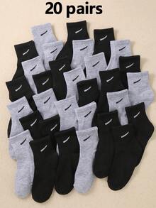 20 Pairs Kids Socks, Children Short Socks, Mid-Calf Socks, Sports Socks With Horizontal Stripes/Lines Design, Suitable For Daily Wear, Unisex For Boys And Girls, Fit For 1-16 Years Old, Breathable Soft And Comfortable - Multicolor - View 22