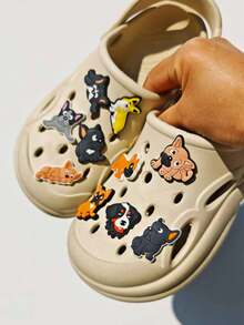 10个狗狗系列DIY时尚鞋洞装饰，可拆卸卡通鞋饰，适用于木屐、凉鞋，优质鞋履配件，非常适合作为生日礼物和派对小礼品。 - 彩色 - 查看 2