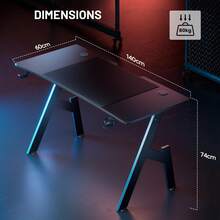 HLDIRECT Gaming Desk With Carbon Fibre Surface - A Shape Large Computer Table, Ergonomic PC Workstation For Home Office - Black - View 9