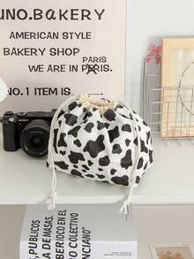 Stylish Drawstring Cosmetics Bag Leopard Print Makeup Bag Large Capacity Cosmetics Pouch Corduroy Make Up Bag Minimalist Grid Pattern Makeup Drawstring Pouch Women's Travel Cosmetics Bag Travel Toiletry Bag Fashionable Toiletries Bag Cosmetic Bag Makeup Pouch Wash Bag Makeup Storage Durable Mothers Day Gift Holiday Essentials Mother Gifts - Multicolor - View 8