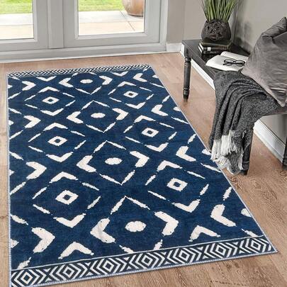 几何波西米亚风格地毯，小地毯，浴室垫，装饰地毯，印花玄关地毯，摩洛哥风格室内门垫，可机洗，防滑柔软披肩地毯，适用于卧室、厨房、玄关