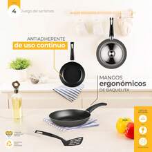 Juego de Sartenes con Antiadherente 4 Piezas de Aluminio - Color Gris - 1 - Ver 4