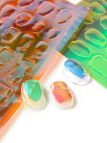 3D极光箔激光美甲贴纸，夏季透明美甲贴花，彩色糖纸美甲设计滑块，全息薄膜美甲装饰，适合女性和女孩在家DIY美甲，美甲用品 - 彩色 - 查看 9