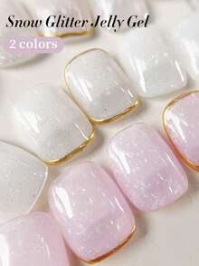 BORN PRETTY 10ml 雪花闪粉果冻凝胶指甲油 乳白色粉色闪粉 可卸 UV LED 凝胶美甲沙龙专用 - 彩色 - 查看 4