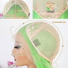 13X4 Green Lace Front Synthetic Wig Green Ombre Color Wigs Long Silky Straight Lace Front Wig Glueless Heat Resistant Fiber Hair Replacement Wig For Women Cosplay Party & Daily Use - Green - View 6
