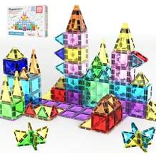 PicassoTiles - Juego de 100 Piezas de Mini Bloques magneticos Serie de Diamantes Bloques de construccion con iman Aprendizaje Stem para niños a Partir de 3 años PTM100Diversión infantil, alegría, juguetes necesarios para niños - Multicolor - Ver 2
