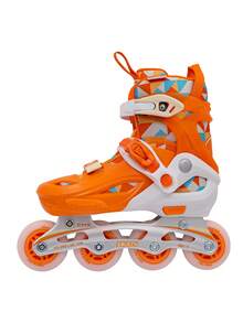 SHOLOV 1-Pair Stylish Sporty Women's Outdoor Inline Skates, Sizes 30-41. Lightweight, High-Rebound, Adjustable, With Detachable Shoe Covers, Arch Support Memory Function, Good Braking Performance,Flashing PU Wheels, Reinforced PP Aluminum Alloy Frame To Prevent Ankle Sprains. Suitable For Beginners. - Orange - View 4
